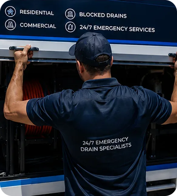 A licensed Campbelltown plumber at the service van